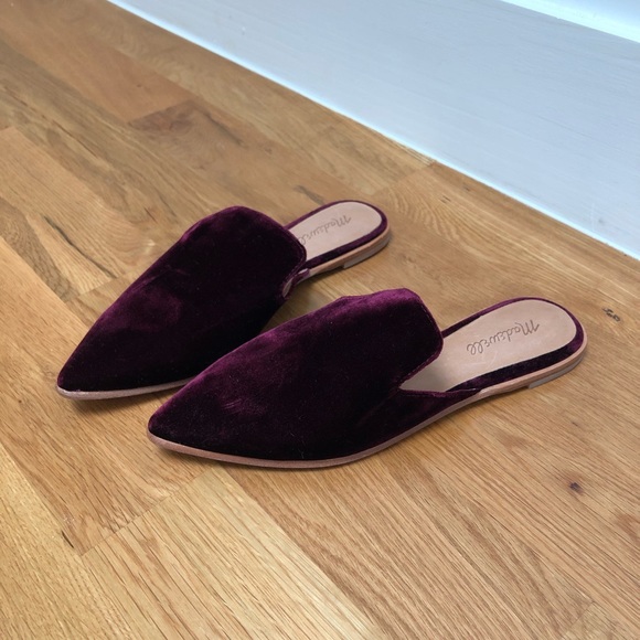 Madewell Gemma Pointed Toe Velvet Flat / Mule - Picture 5 of 10